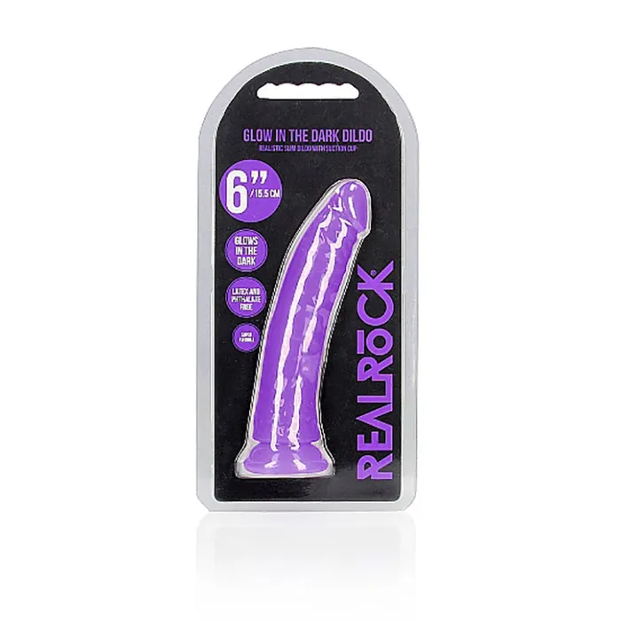 Shots Toys Dildos | REALROCK 15.5 cm Slim Glow in the Dark Neon - Purple-(rea141glopur) Shots Toys Dildos | REALROCK 15.5 cm Slim Glow in the Dark Neon - Purple-(rea141glopur)