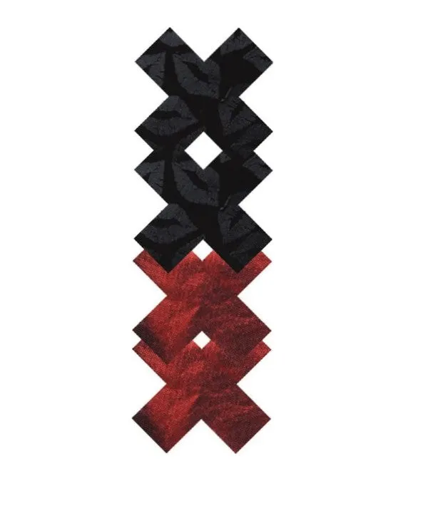 X Shaped Pasties in Black Red XGen Products Anal