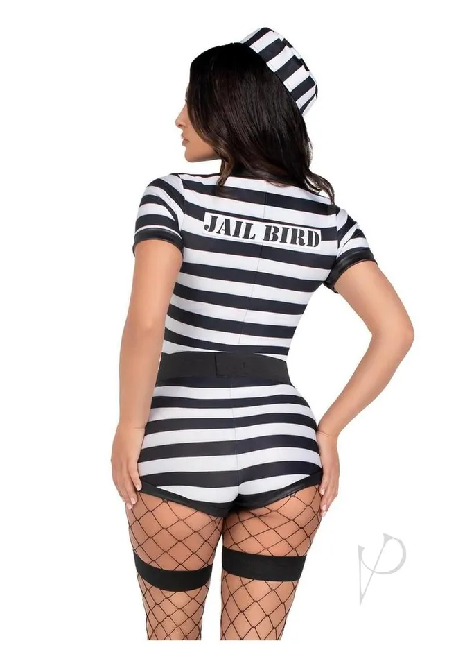 Leg Avenue Anal Jail Bird Set 3pc Lg Blkwht