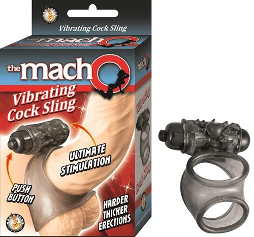 Couples Macho Vibrating Cock Sling Black 2024 Holiday Sale