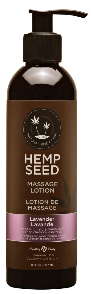 Earthly Body Couples Hemp Seed Massage Lotion Lavender 8 Fl Oz 237ml