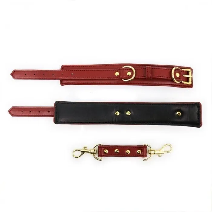 3759M Crimson Desires Gold Standard Padded Supple Ankle Bondage Cuffs with Connector Moonwell Couples