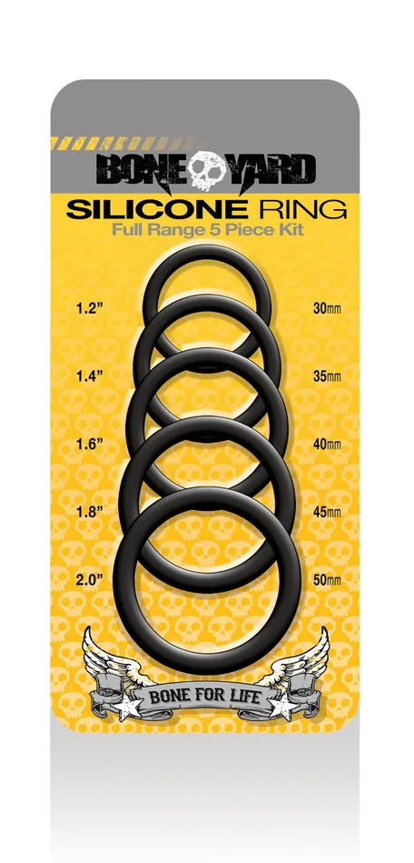Anal Rascal Boneyard Silicone Ring 5 Pc Kit Black Anal Rascal Boneyard Silicone Ring 5 Pc Kit Black