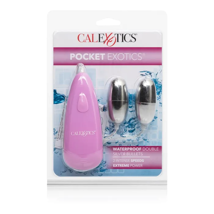 CalExotics Pocket Exotics Waterproof Double Silver Bullets Pink Vibrators CalExotics Pocket Exotics Waterproof Double Silver Bullets Pink Vibrators