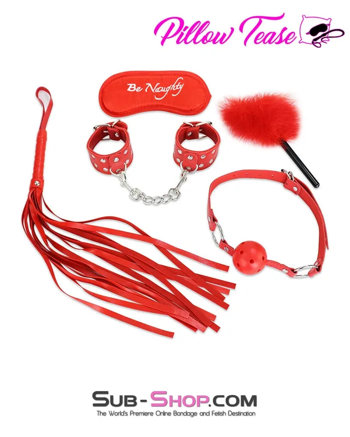 Couples Idea 9868DL Be Naughty 5 Pc Red Bondage Fantasy Kit