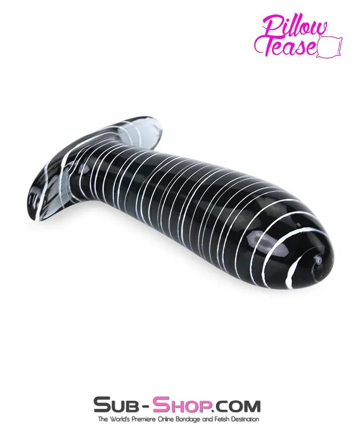 Eiffel Anal 0600E Black Swirl Glass Luxe PSpot Butt Plug LAST CHANCE Final Closeout