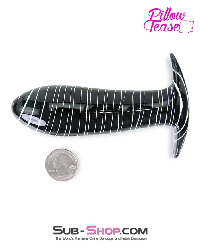 Eiffel Anal 0600E Black Swirl Glass Luxe PSpot Butt Plug LAST CHANCE Final Closeout