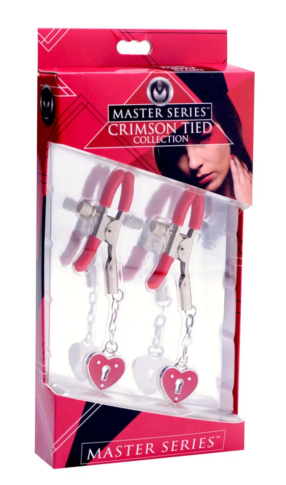 Heart Padlock Nipple Clamps Fun Adjustable and Comfy for Adventurous Play Xr Brands Master Series Couples