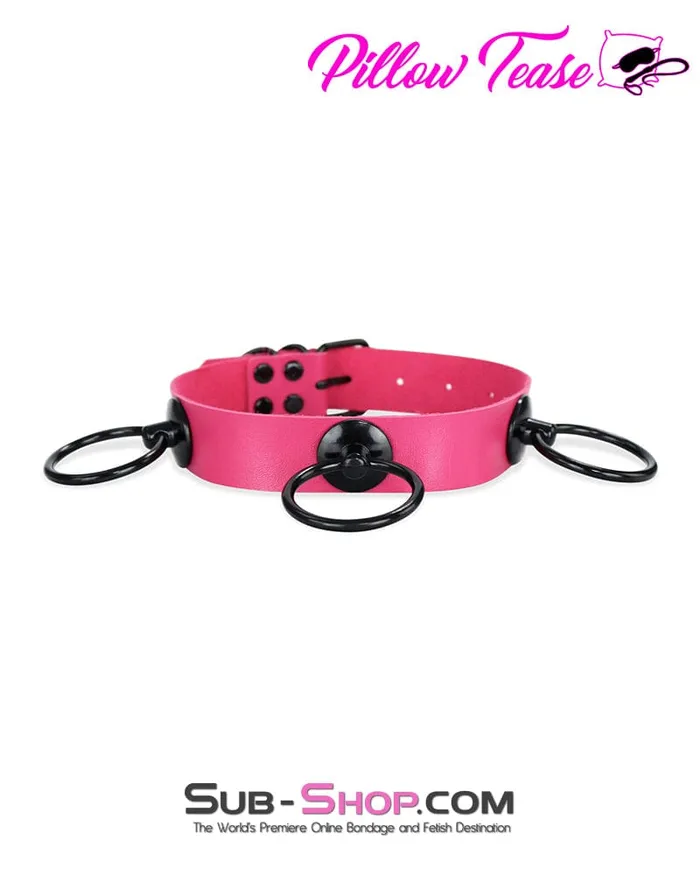 Idea Anal 2336DL Hot Pink Dark Restraint 3 Ring Collar with Black Hardware Idea Anal 2336DL Hot Pink Dark Restraint 3 Ring Collar with Black Hardware