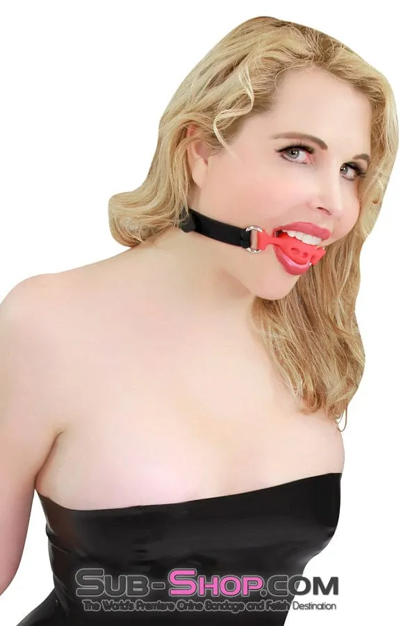 Raysent Anal 0502RS Small Red Silicone Breather Ball Gag on Locking Black Strap